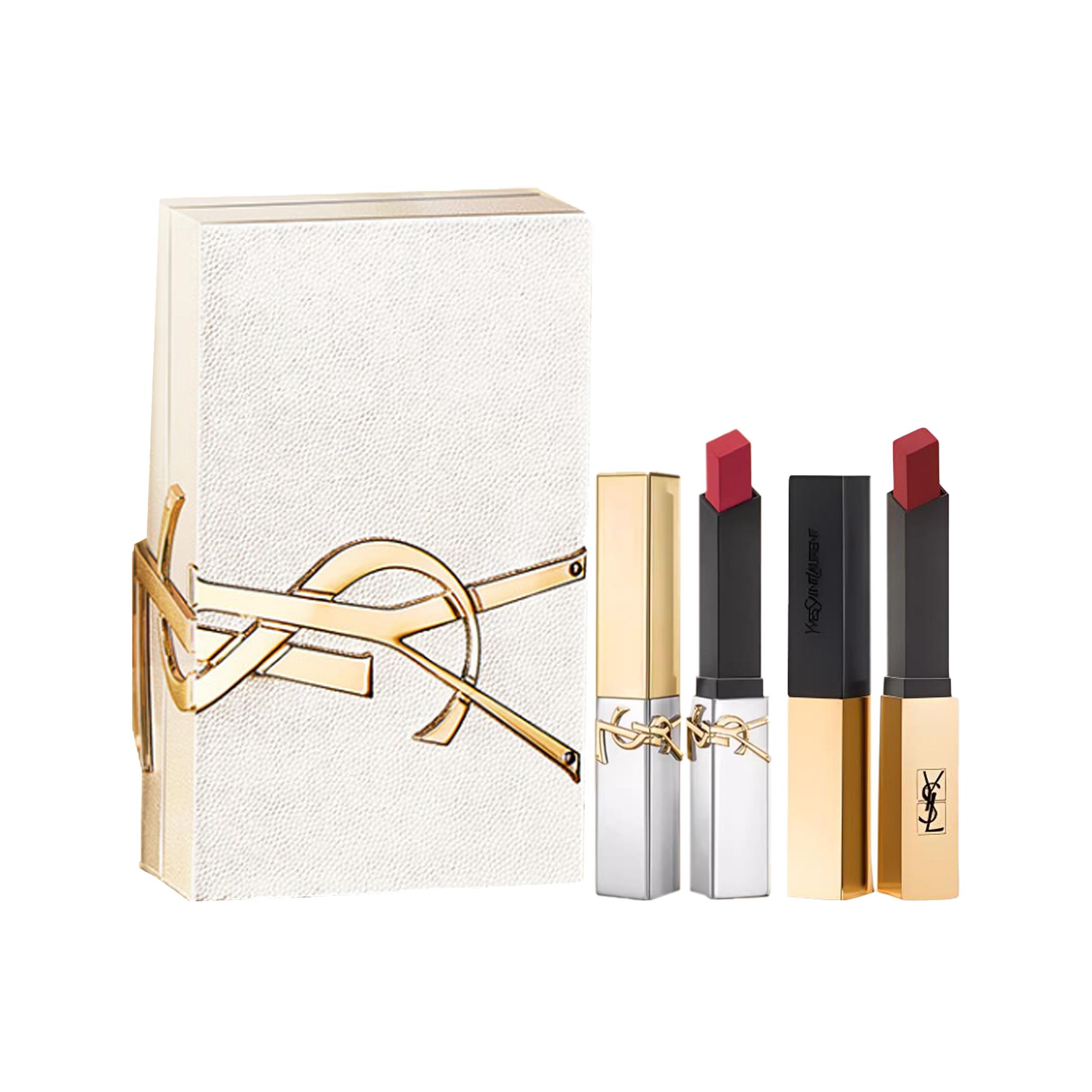 

SAINT LAURENT Набор коллекционных помад Gold And Silver Collision в бархатной текстуре, легко растушевываются, оттенки #77 и #1966