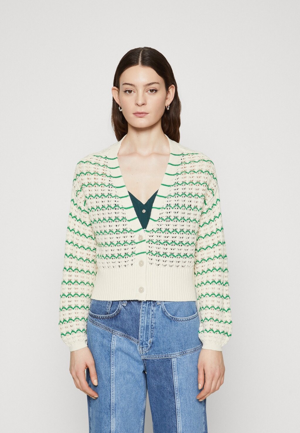 

Кардиган ONLASA V NECK CARDIGAN ONLY, цвет birch/green bee