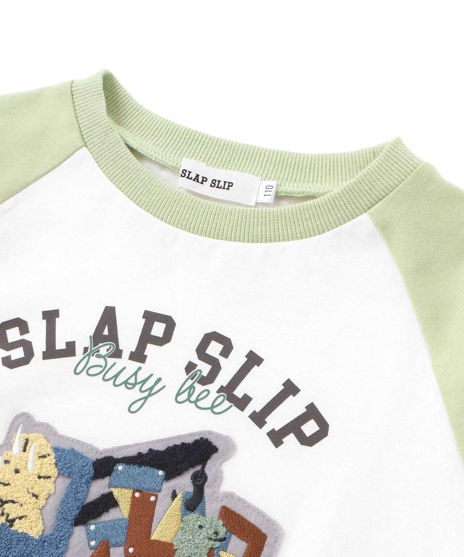 Футболка с длинным рукавом-реглан Working Vehicle Sagara Raglan Jersey (80-130 см) SLAP SLIP, Green — фото 4