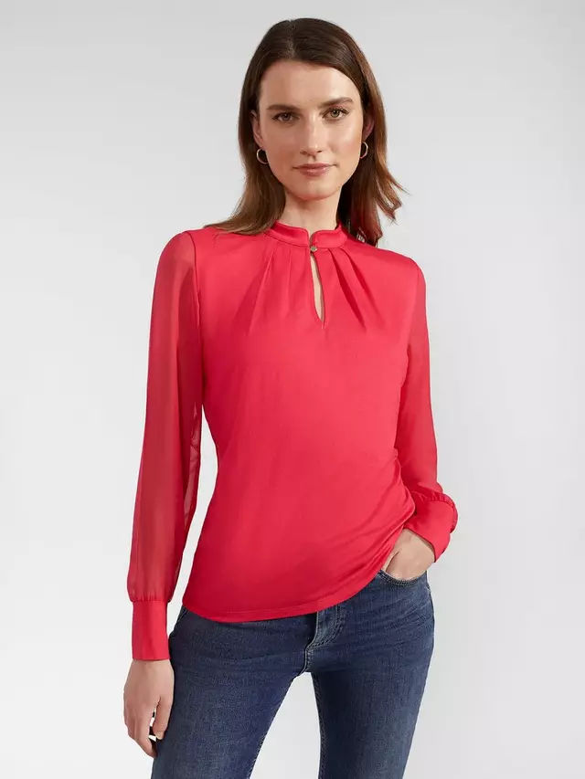 

Топ Hobbs Margot Sheer Sleeve, цвет rouge pink