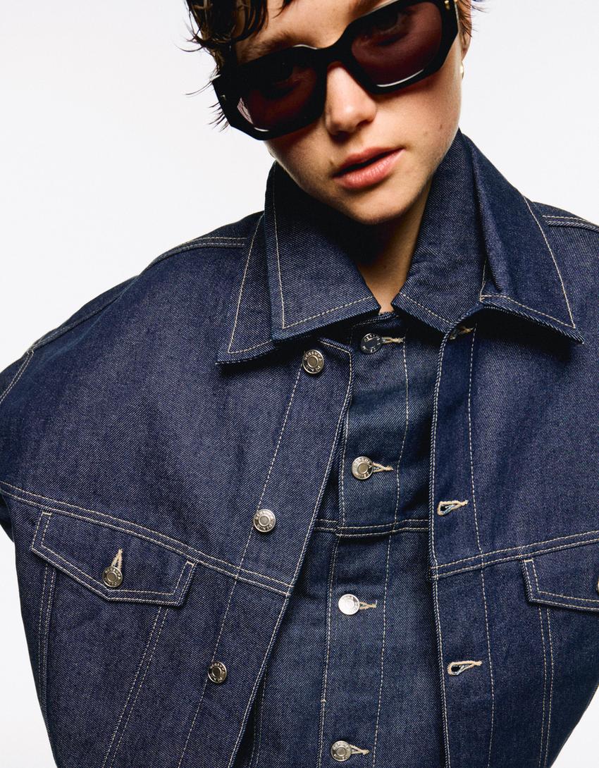 

Джинсовая куртка дальнобойщика Bershka, синий
