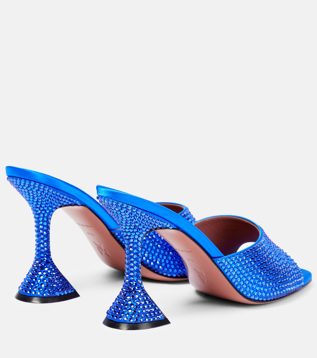 Атласные мюли с декором от Lupita Amina Muaddi, Electric Blue — фото 3