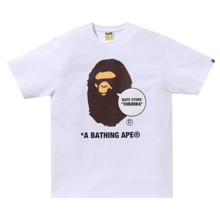 

Футболка BAPE Store Fukuoka Ape Head 'White', белый