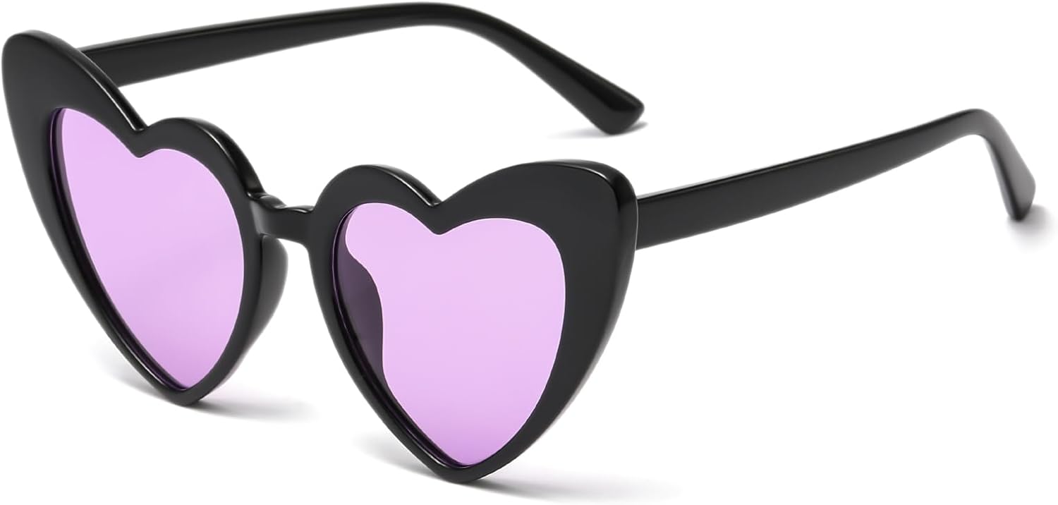 

Солнцезащитные очки Long Keeper Polarized Heart - винтажные женские солнцезащитные очки в форме сердца "кошачий глаз" для вечеринок, свадеб и путешествий, Black Purple