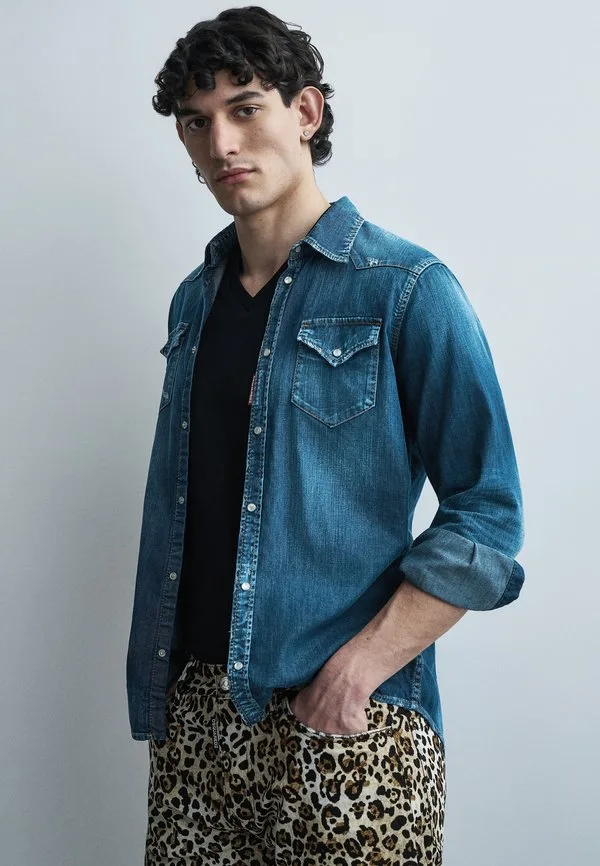 Классическая рубашка в западном стиле Dsquared2, Navy Blue