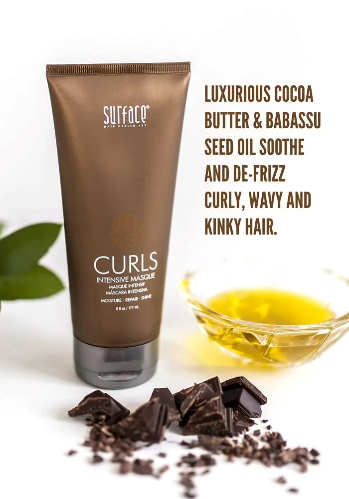 Интенсивная маска для кудрявых волос Surface Hair - Curls Intensive Masque, увлажняющая, защищающая и восстанавливающая волосы с маслом какао и маслом бабассу, 170 мл. — фото 4