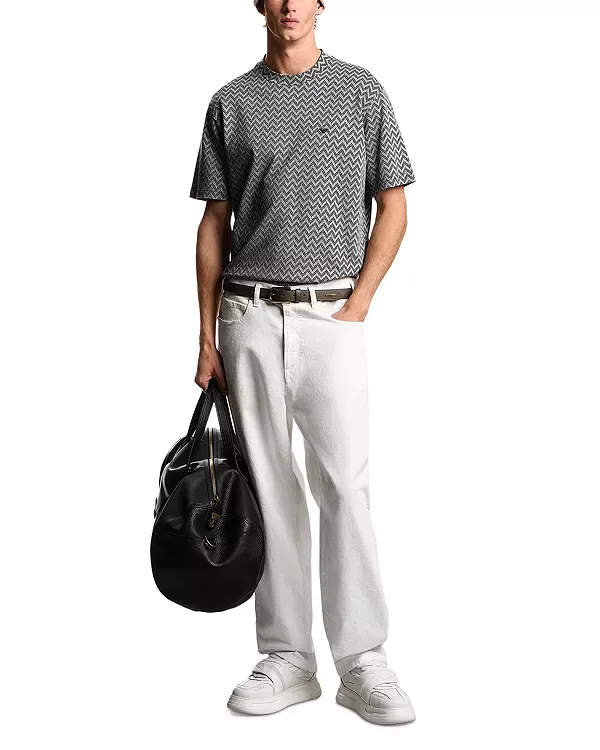 Футболка Icon с двухцветным шевронным узором Emporio Armani, Moon/Anthracite — фото 2