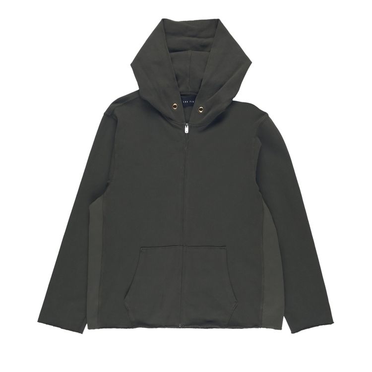 

Худи Les Tien Pique Raw Zip Hoodie 'Washed Forest', зеленый