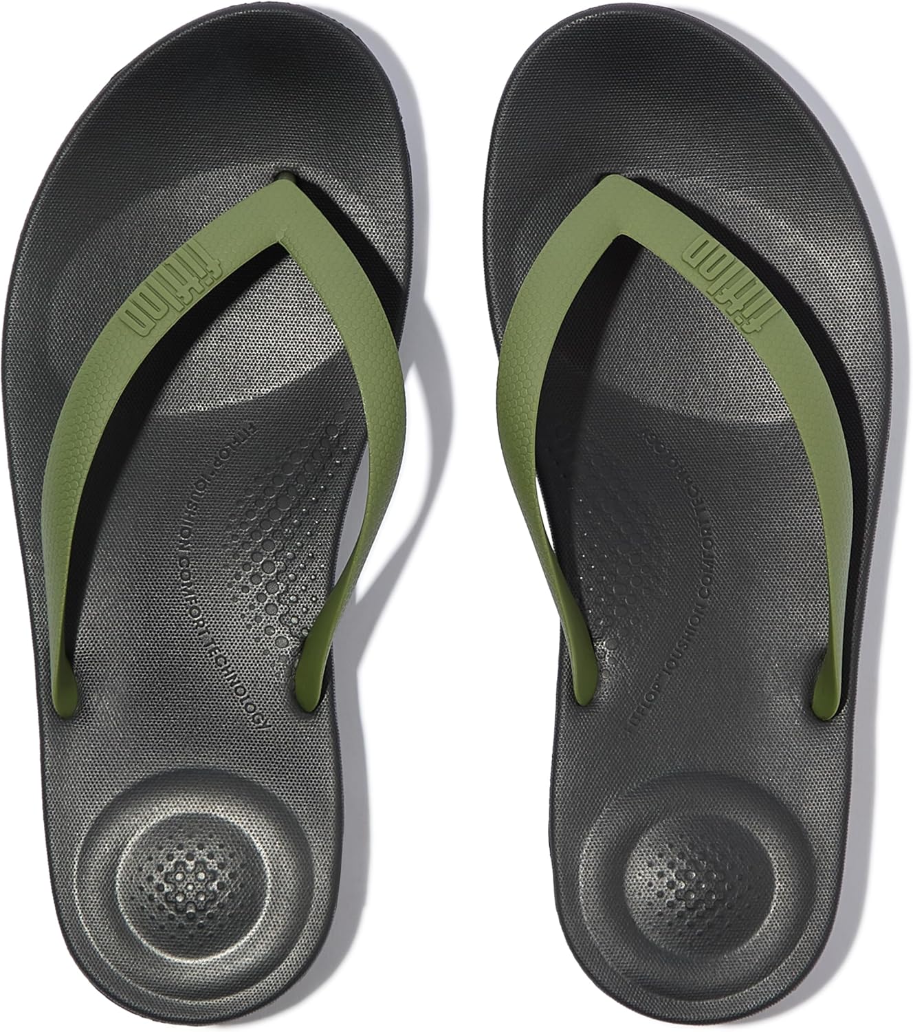 Мужские эргономичные шлепанцы FitFlop Iqushion, черный/зеленый — фото 3