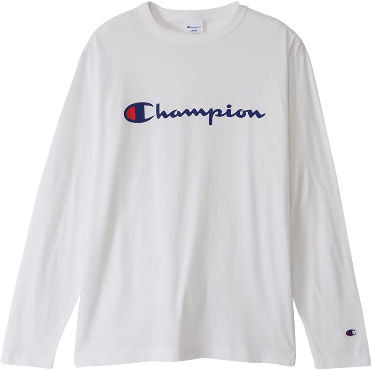 

Мужская футболка с длинным рукавом Champion C8-W419Z, круглый вырез, 100% хлопок, логотип с надписью, базовый стиль, белый