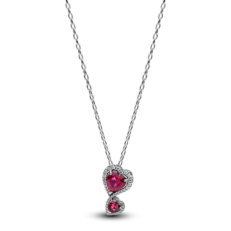 

Ожерелье Pandora Red Halo Hearts Pendant Necklace, покрытие - золото