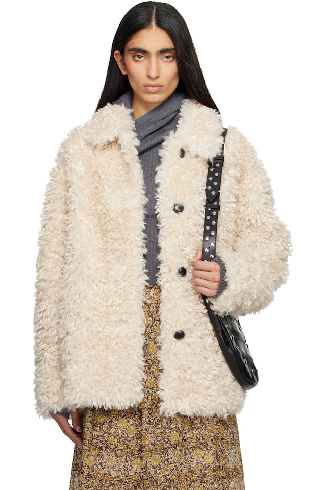 

Isabel Marant Etoile Бежевая куртка из искусственного меха Tarvey