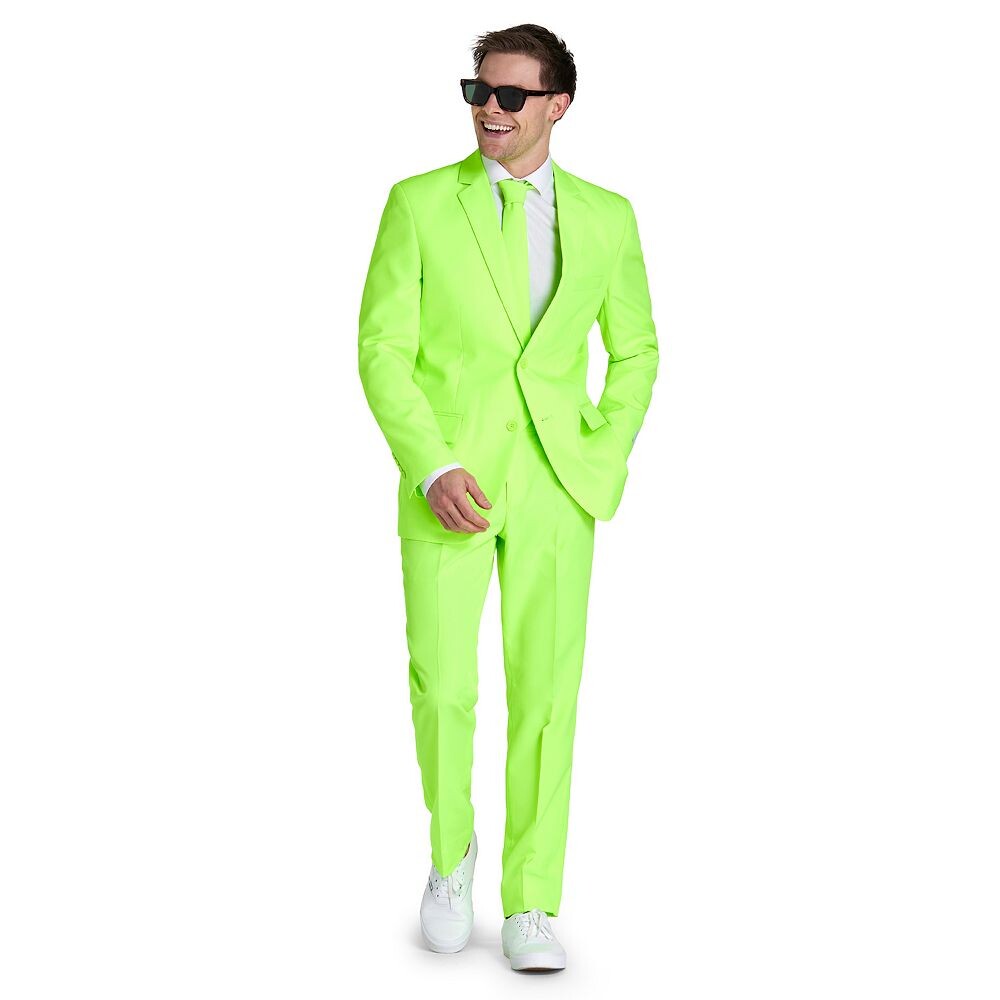 

Мужские костюмы OppoОблегающий однотонный костюм и галстук OppoSuits, цвет Neon Green