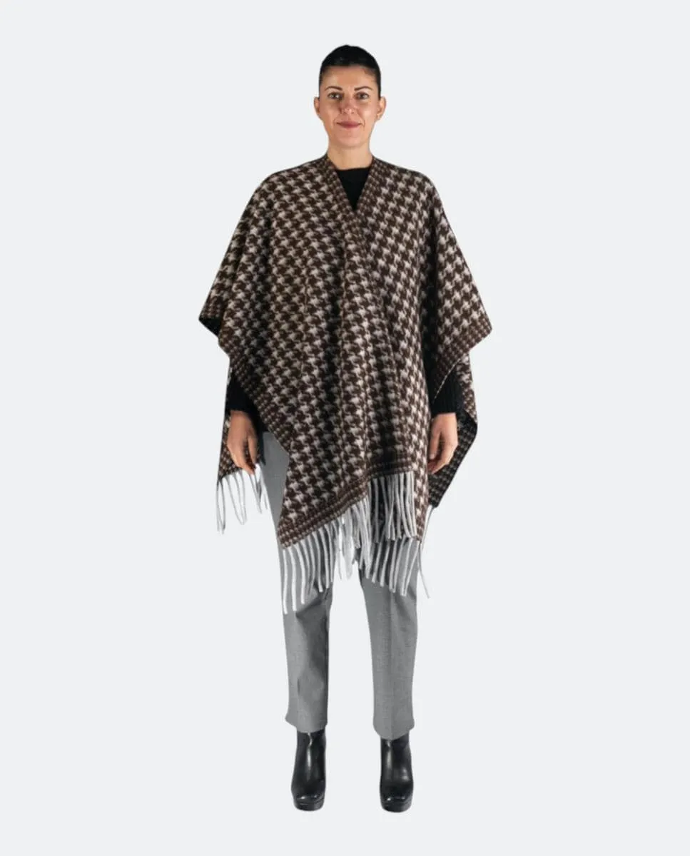 

Вязаное пончо с эффектом фетра и бахромой Kbas, коричневый