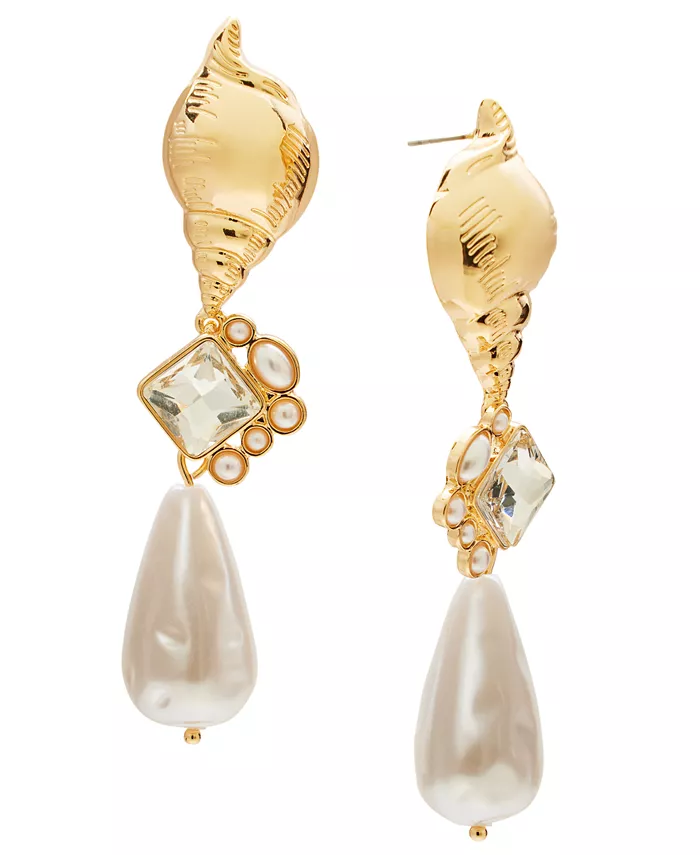 

Серьги-капельки из золотистых кристаллов и искусственного жемчуга I.N.C. International Concepts