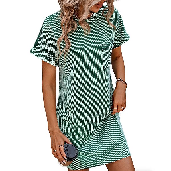 

Женское повседневное платье миди с коротким рукавом и карманом в стиле color block Clearflower, Green