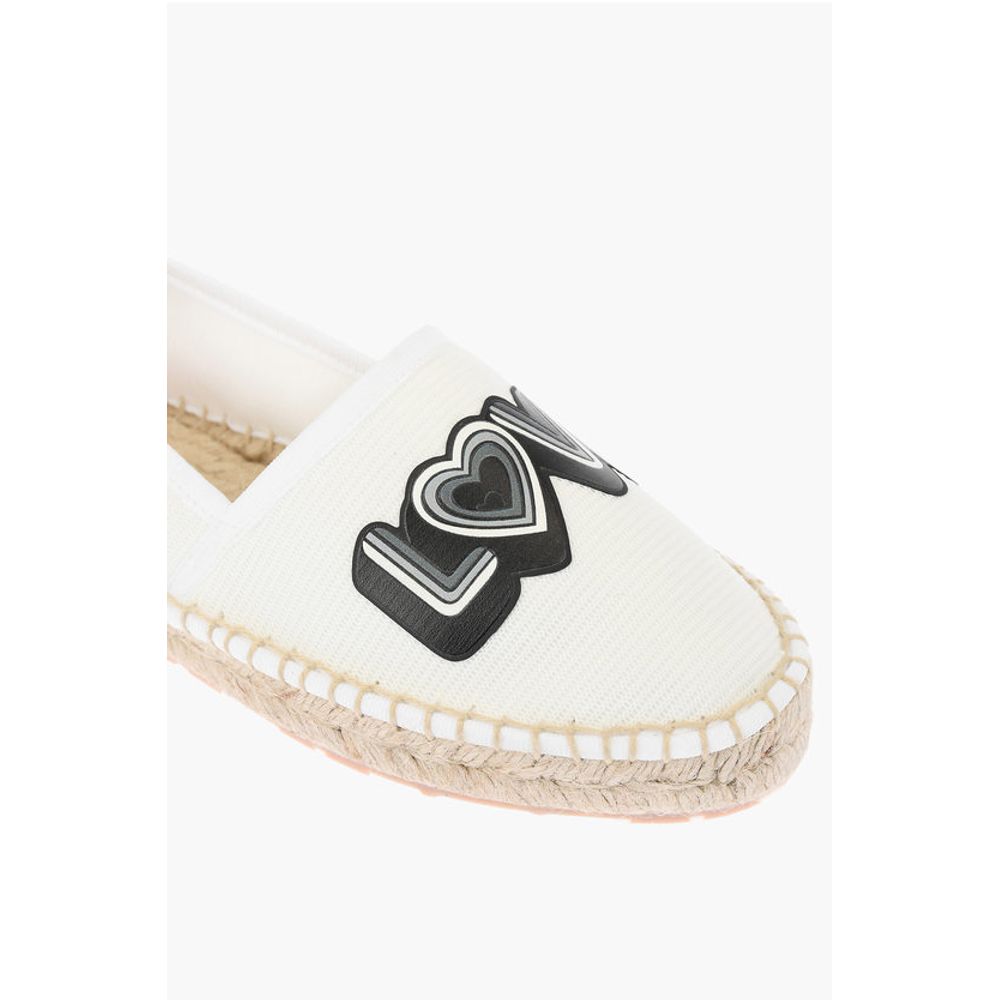 Эспадрильи LOVE из сетки с логотипом и подошвой из рафии Moschino, White — фото 4