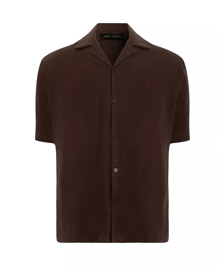 

Мужская рубашка Brezzy с расслабленным кемп-воротником Ron Tomson, коричневый