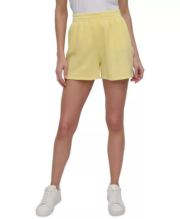 

DKNY Sport Женские шорты с вышитым логотипом и сборкой, длина 4", желтый