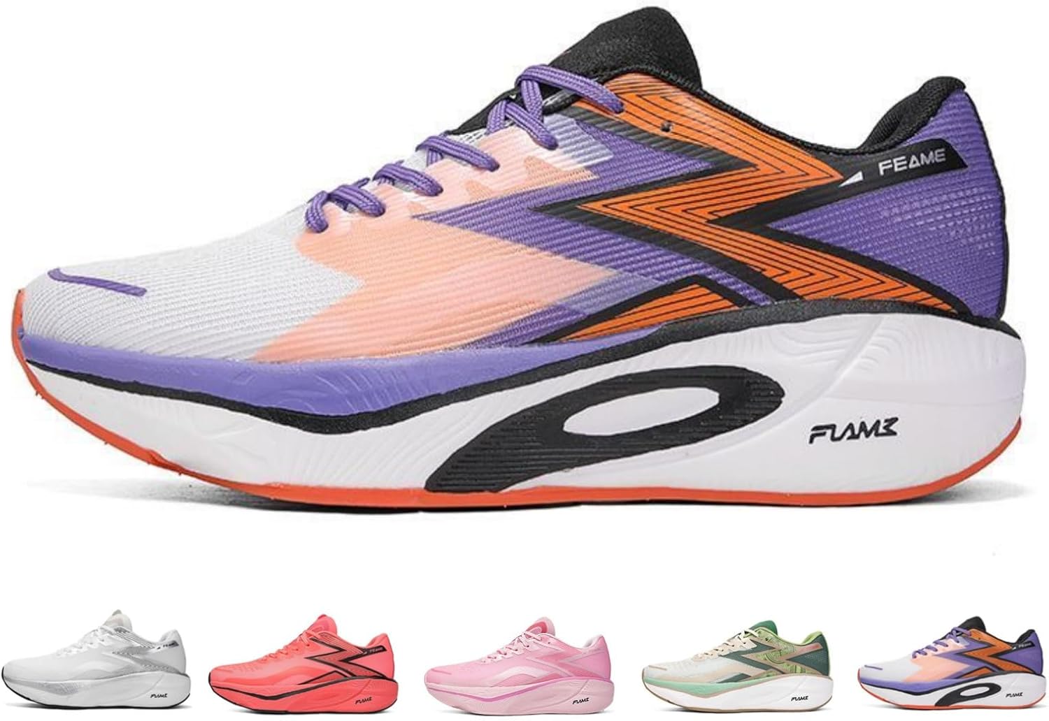 

Кроссовки для бега MACEFIL с дыхающей мембраной и карбоновой пластиной для мужчин, легкие, с амортизацией, профессиональные кроссовки для тренировок и соревнований, белый/фиолетовый