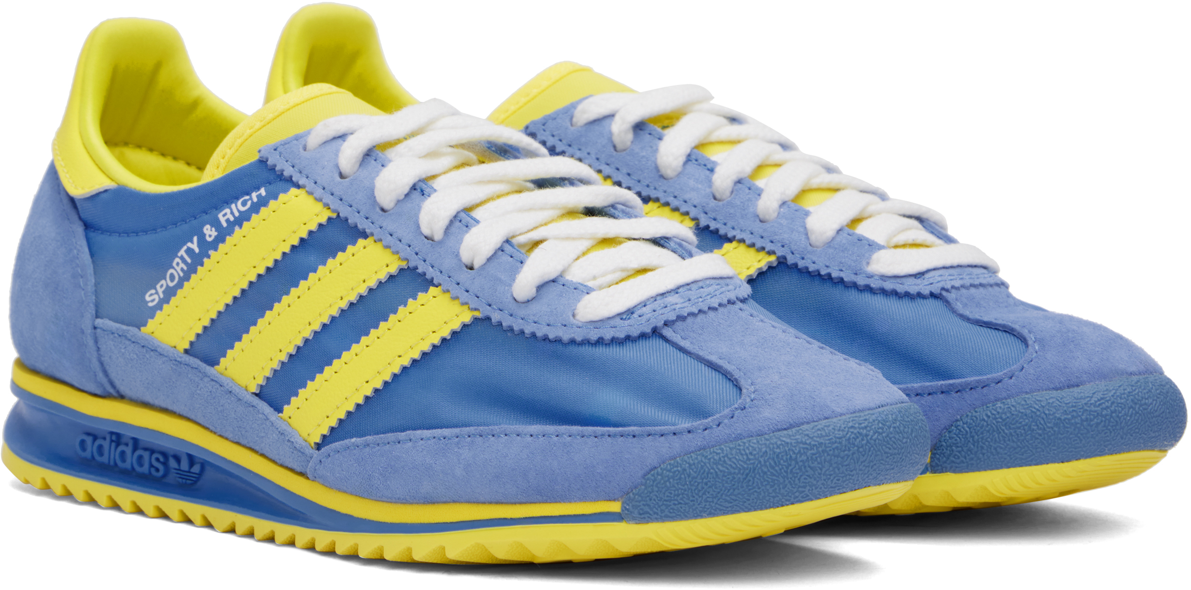 Желто-синие кроссовки Adidas Originals Edition SL72 Sporty & Rich, Real blue/Light yellow — фото 4