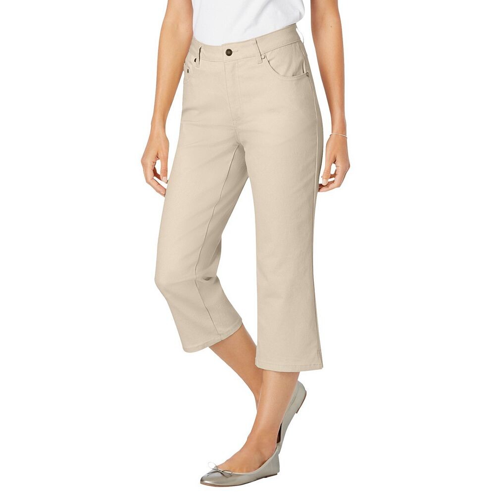 

Женщина в женских джинсах-капри стрейч больших размеров Woman Within, цвет Natural Khaki