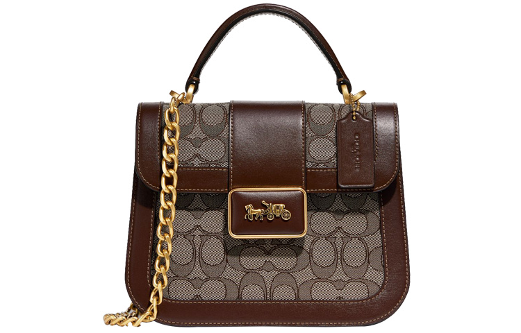 

Али Холщовая С Кожей Женская Сумка Через Плечо Маленькая Коричневая COACH