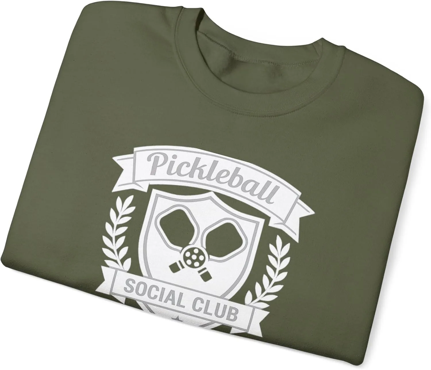Свитшот Pickleball Social Club | Минималистичный дизайн с бейджем клуба | Мягкий унисекс-пуловер средней плотности GENERIC, темно-зеленый — фото 4