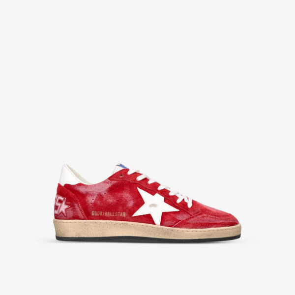 

Замшевые низкие кеды Ballstar с аппликацией в виде звезд Golden Goose, красный