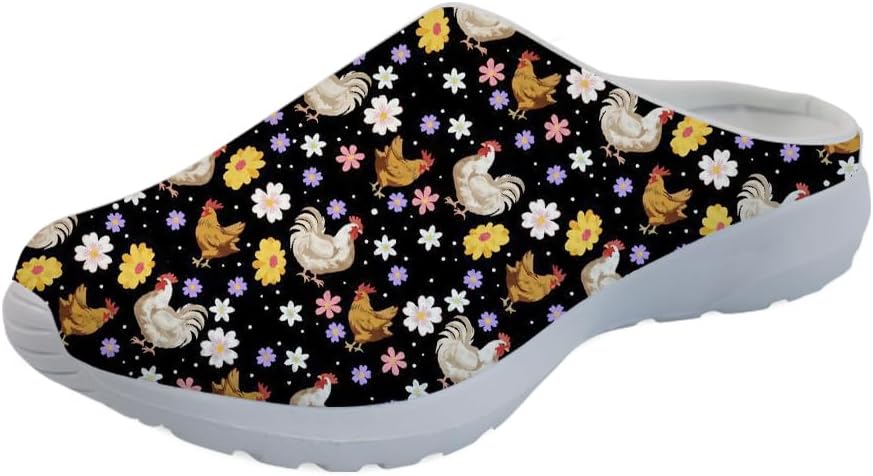 

Forchrinse Южноиндийские африканские слипоны-ходунки для мужчин и женщин, садовые сабо, медицинская обувь, дышащие, Rooster Floral