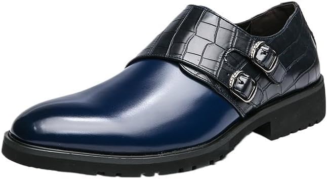 

Мужские классические кожаные туфли с двойной пряжкой-монах, повседневные деловые оксфорды, кожаные лоферы, для повседневной носки, вождения, свадеб и вечеринок Zestrelax, синий