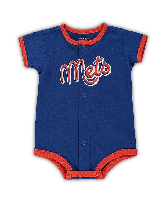 

Комбинезон Royal New York Mets Stripe Power Hitter для новорожденных Outerstuff, синий