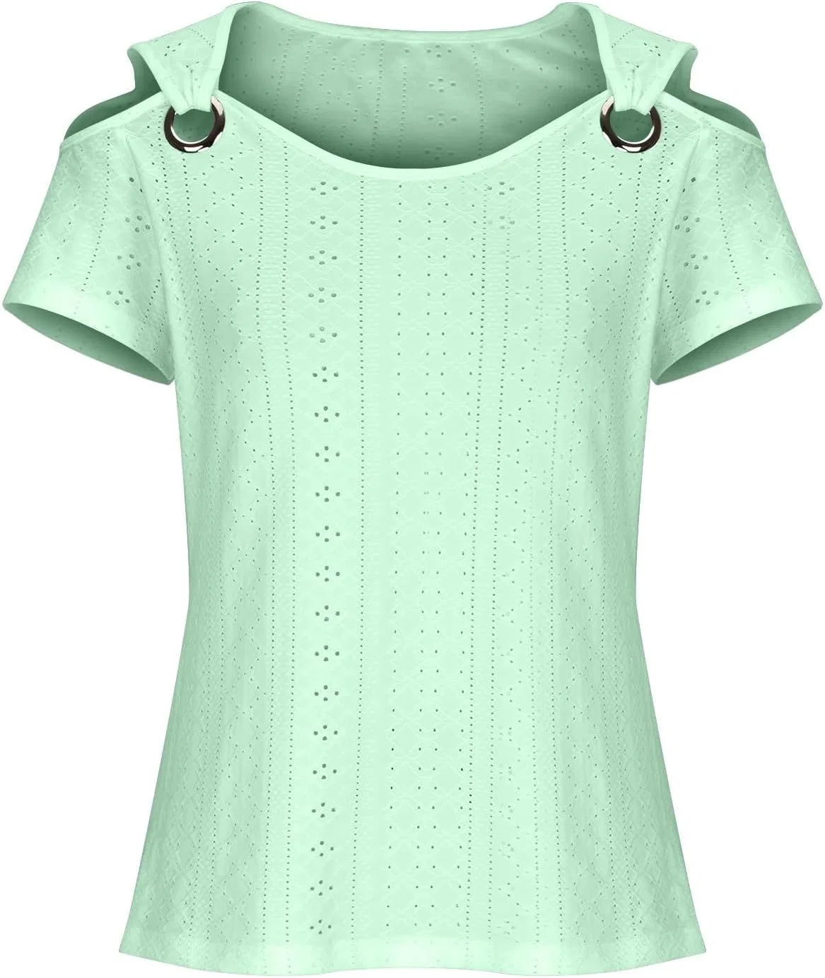 Блуза с открытыми плечами, женская, с вышивкой, Mint Green — фото 4
