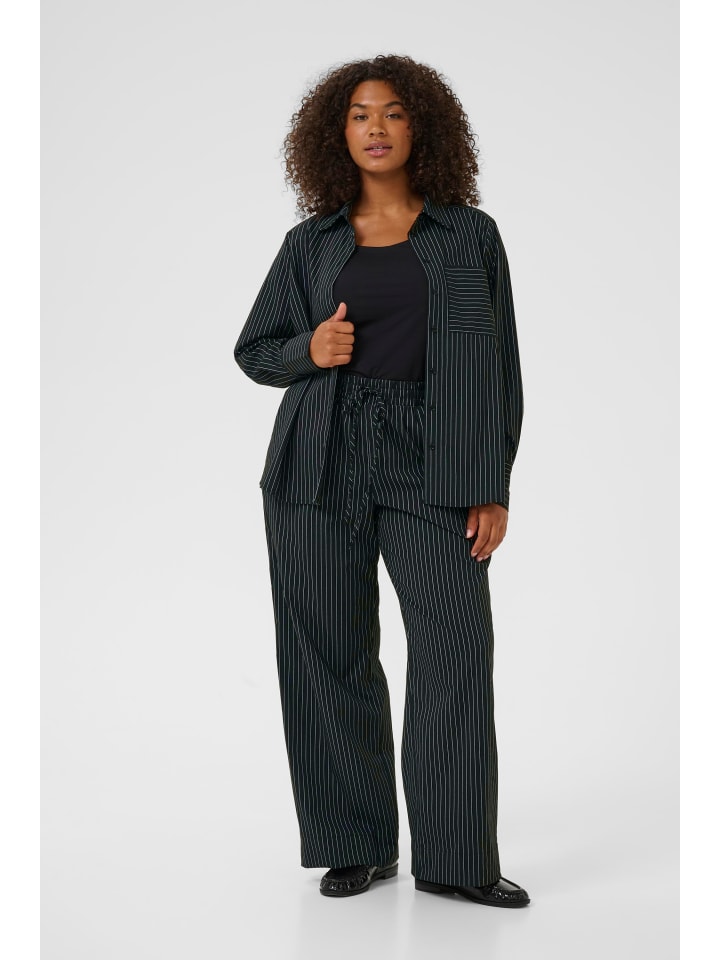 

Рубашка с длинными рукавами KCeloana свободного кроя, цвет: черный/меловая полоска KAFFE curve