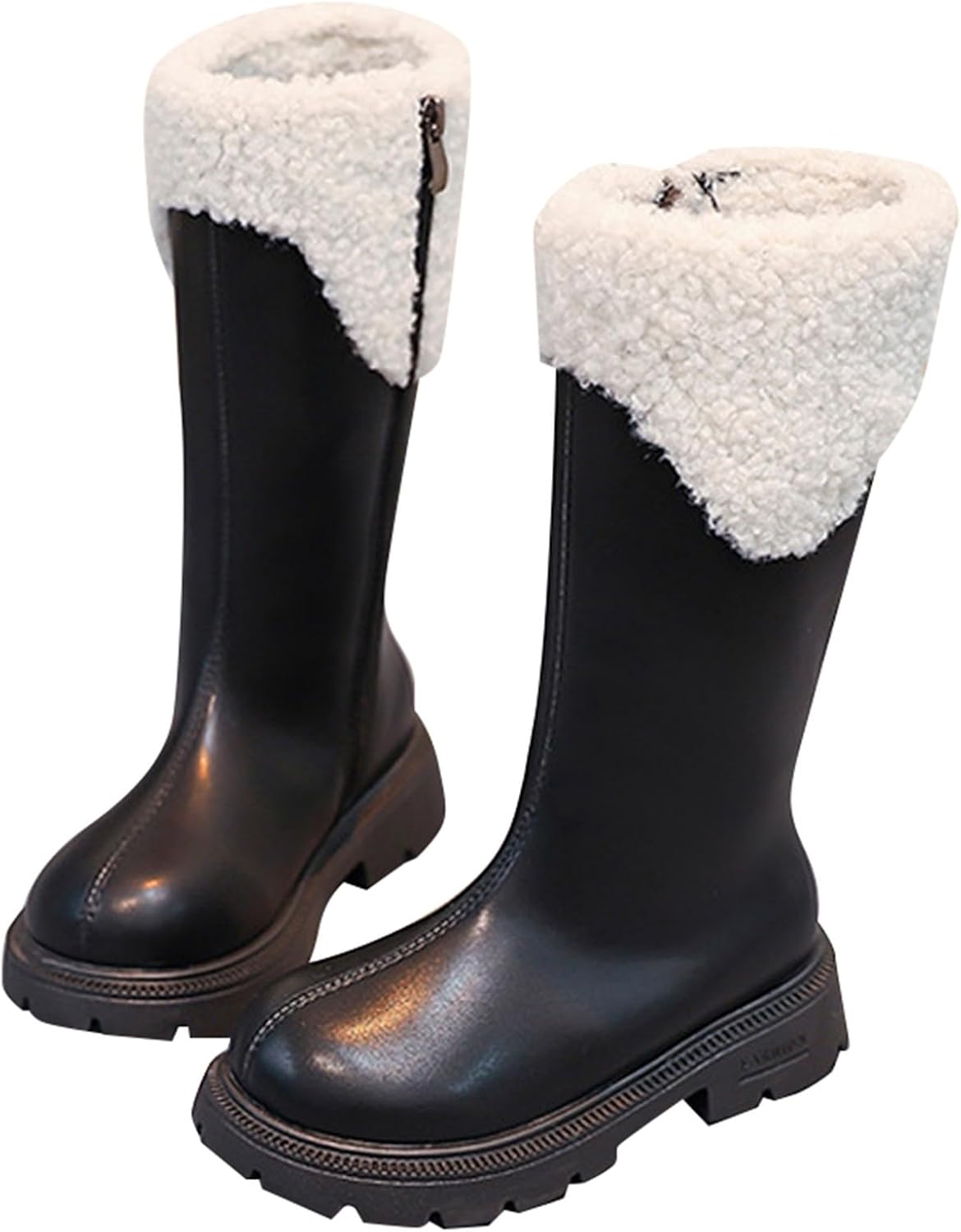 

Детские сапоги до колена для девочек, сапоги средней длины, верховые сапоги, искусственная кожа, молния, панк/гот стиль, осень-зима, с бантом, боевые сапоги, маленькие и большие размеры Generic, B03 Black