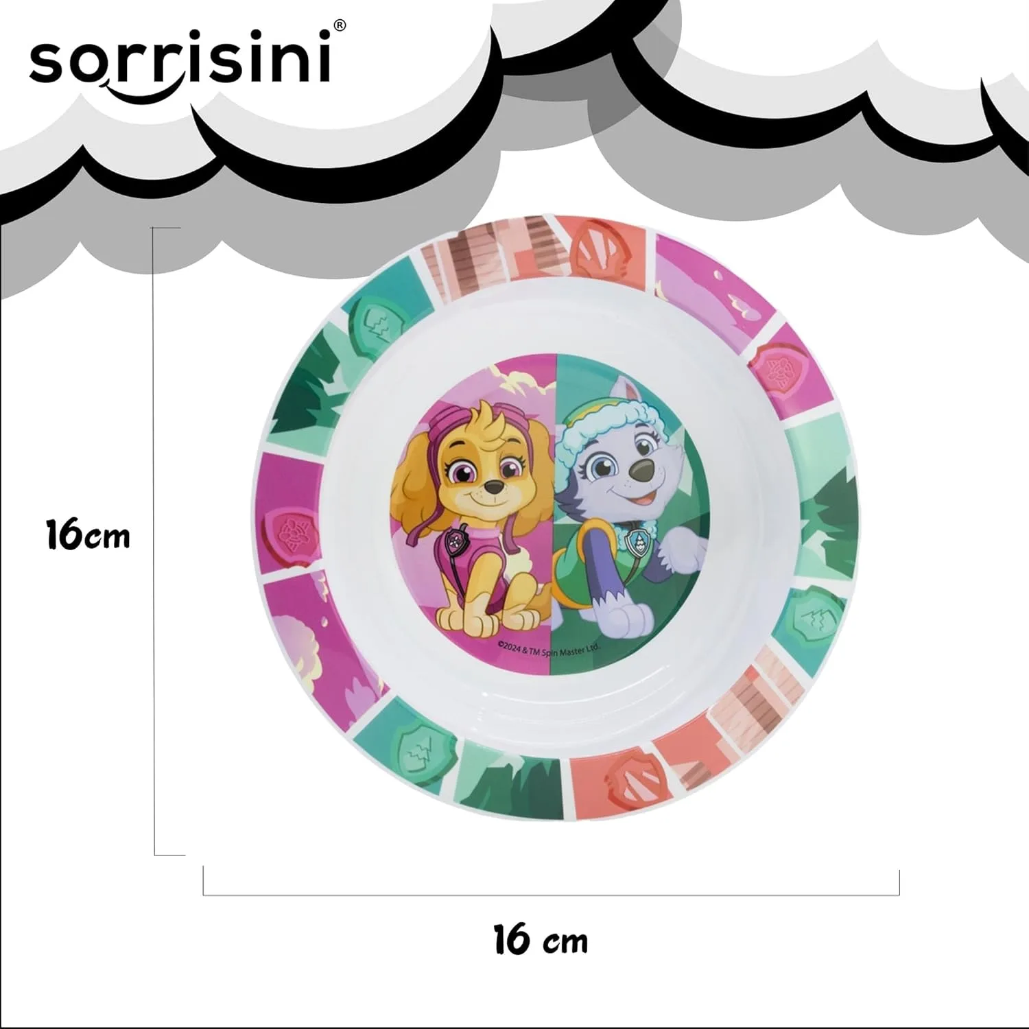 Детский набор посуды Paw Patrol, тарелка, миска и чашка Skye 260 мл Sorrisini — фото 4