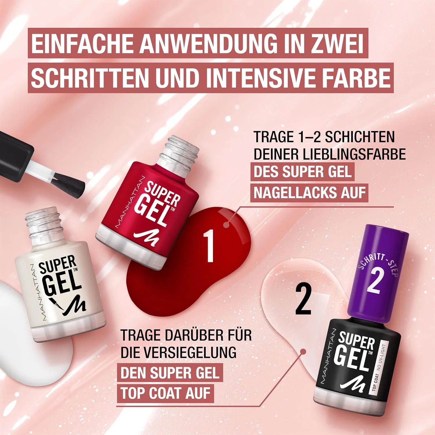Верхнее покрытие для ногтей Manhattan Super Gel Top Coat, прозрачное, 12 мл Manhattan — фото 4