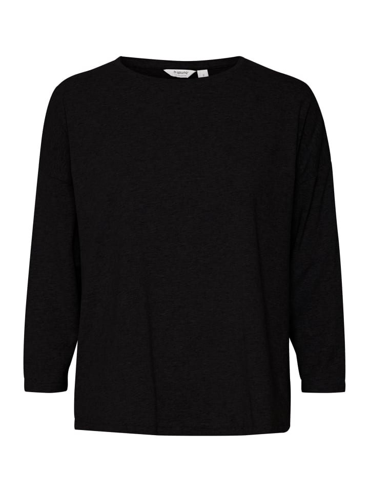 

Футболка b.young T-Shirt lockere Passform 3/4-Ärmel gestricktes Design, черный