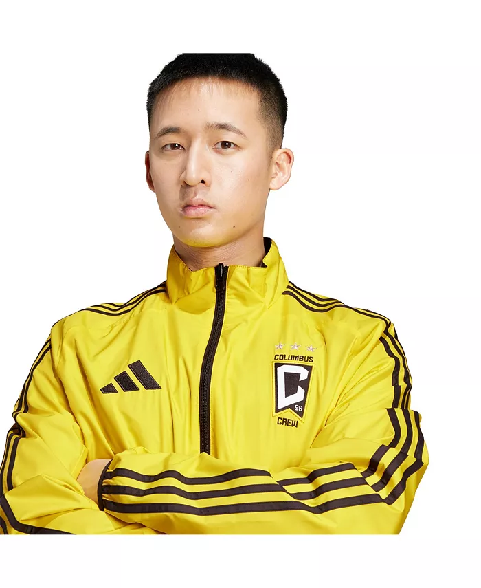 Мужская реверсивная куртка на молнии Columbus Crew 2025 Anthem в золотисто-черном цвете adidas — фото 4