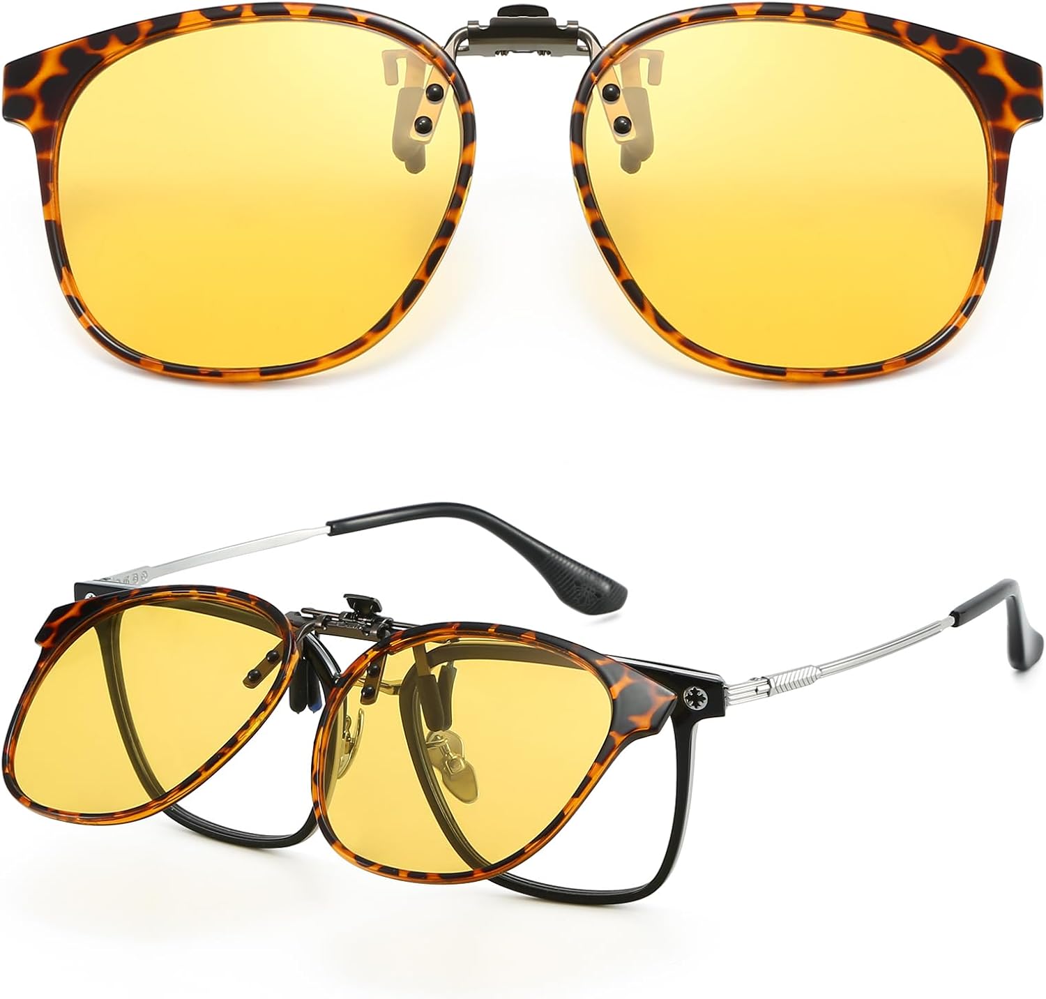 

Накладные солнцезащитные очки для мужчин и женщин - поляризованные линзы с антибликовым покрытием, 100% защита от УФ-излучения, универсальный размер, подходят для большинства очков VUEECLAT, Leopard-yellow Lens