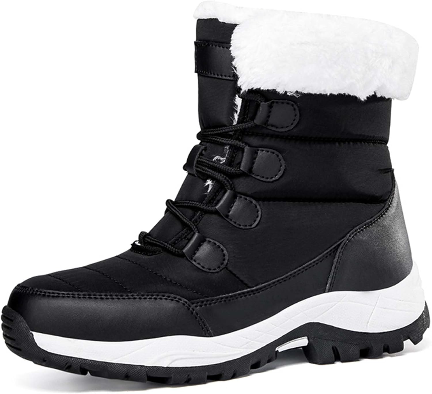

Мужские и женские зимние снегоступы, водонепроницаемые, с теплой флисовой подкладкой, зимние походные ботинки до щиколотки, противоскользящие, подходят для холодной погоды, прогулок, работы и спорта Generic, черный
