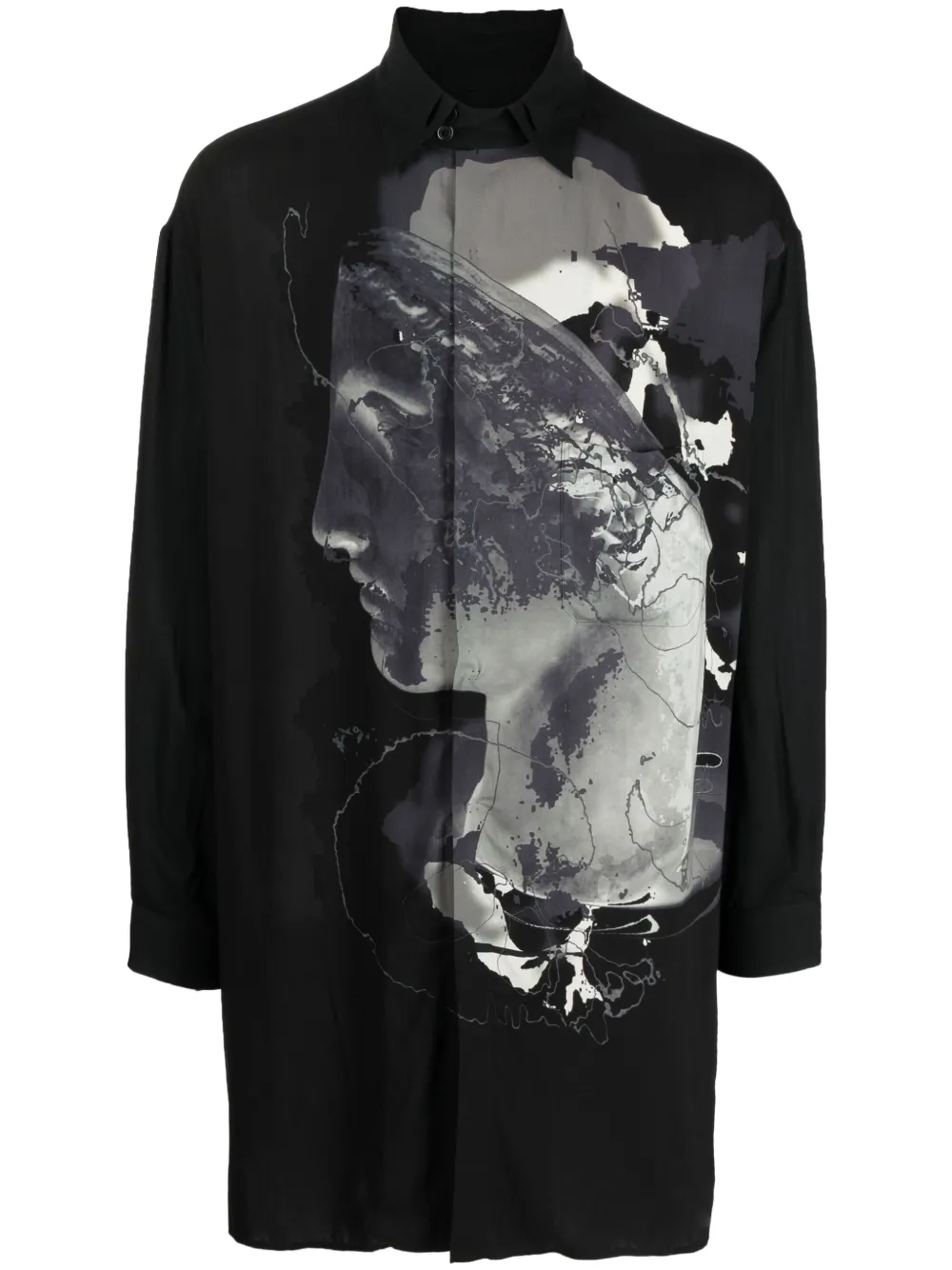 

Рубашка с длинными рукавами и графичным принтом Yohji Yamamoto, черный