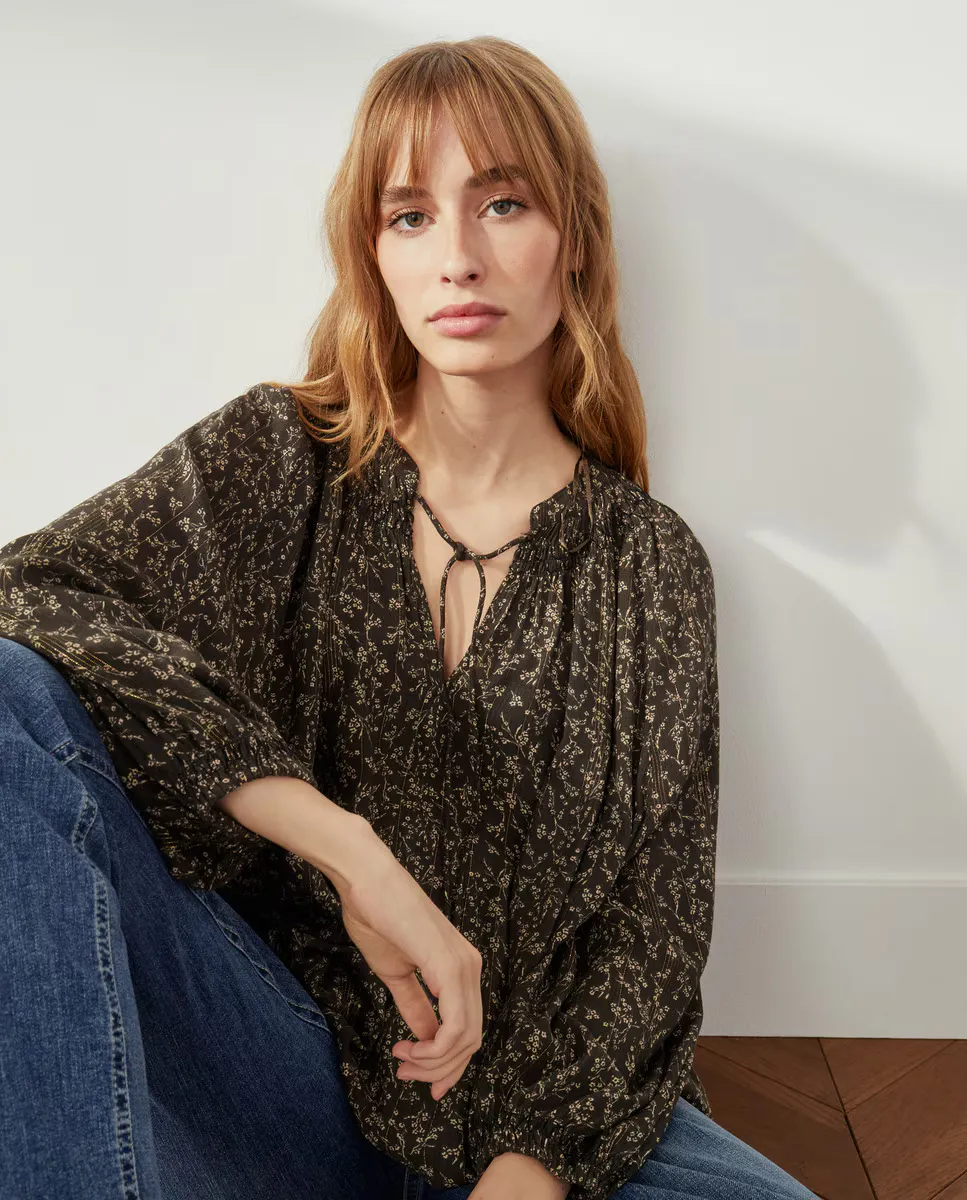 

Блузка с рукавами реглан и люрексом Southern Cotton, зеленый