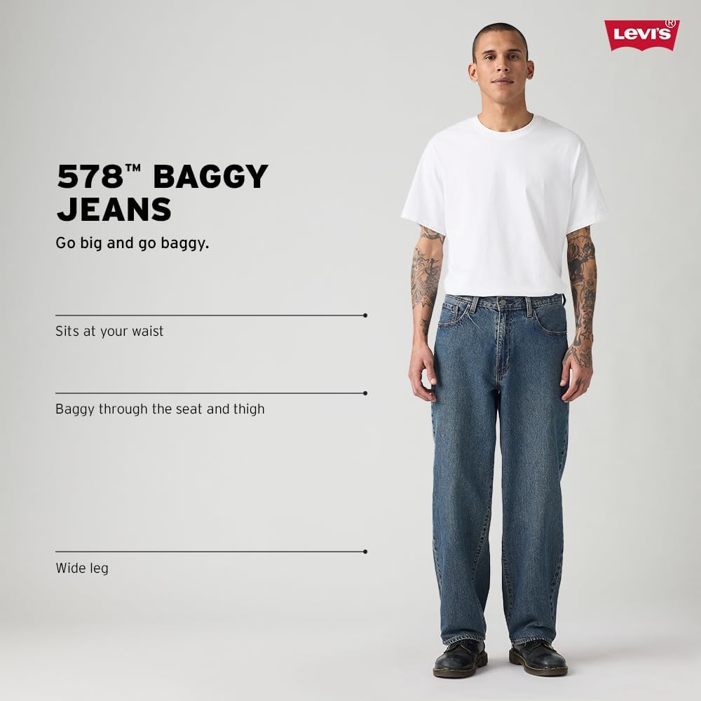 Мужские джинсы Levi's 578 Baggy Fit, светло-голубой выбеленный — фото 4