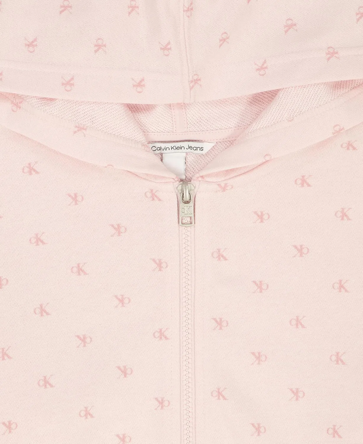 Детская флисовая кофта на молнии Calvin Klein, цвет Flocked Pearl — фото 4