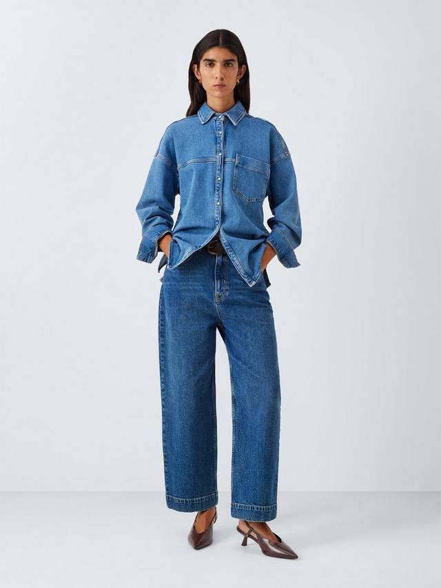Кожаные туфли Deal Essential на среднем каблуке с открытым мысом и ремешком John Lewis, Burgundy — фото 3