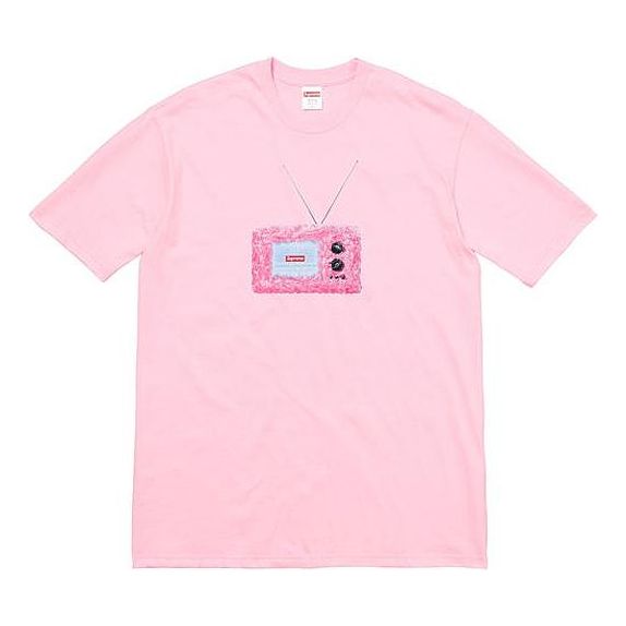 

Футболка ss18 tv tee light pink printing short sleeve Supreme, розовый