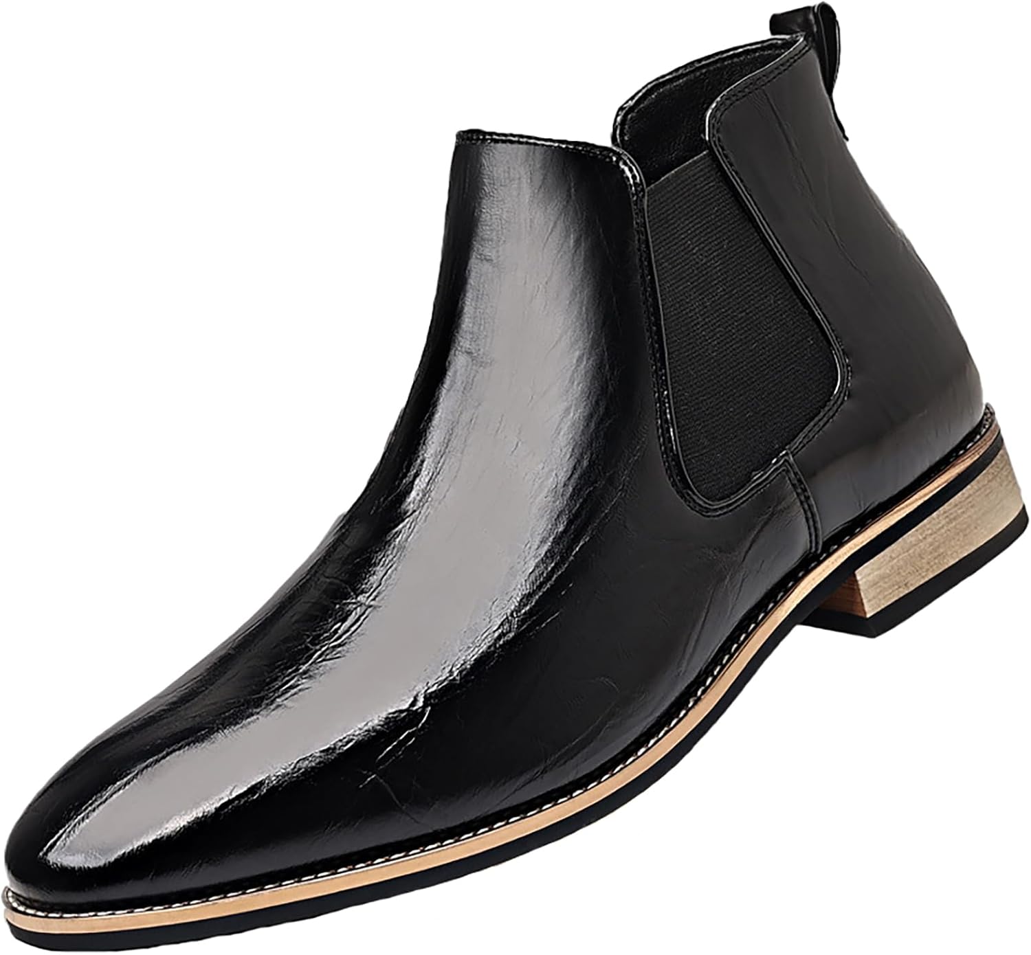 

Мужские кожаные ботинки Челси Ретро с круглым носком, без шнуровки, водонепроницаемые, с низким каблуком, эластичной вставкой, ботильоны на щиколотку для повседневной носки, делового стиля, свадеб и вечеринок, ботинки Оксфорд Qeosnbx, черный