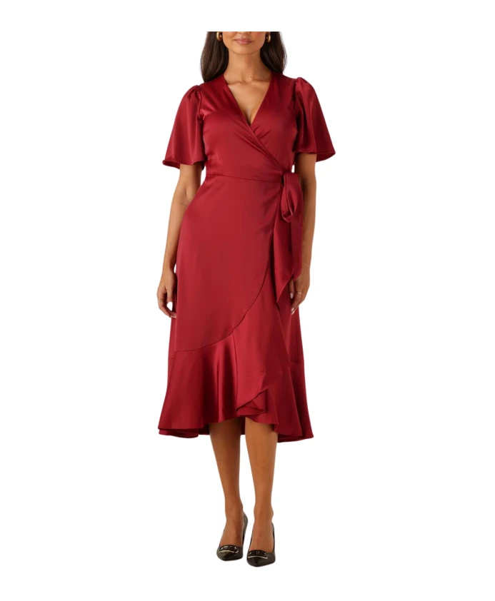 

Красное миди-платье с запахом для женщин Y.A.S, красный