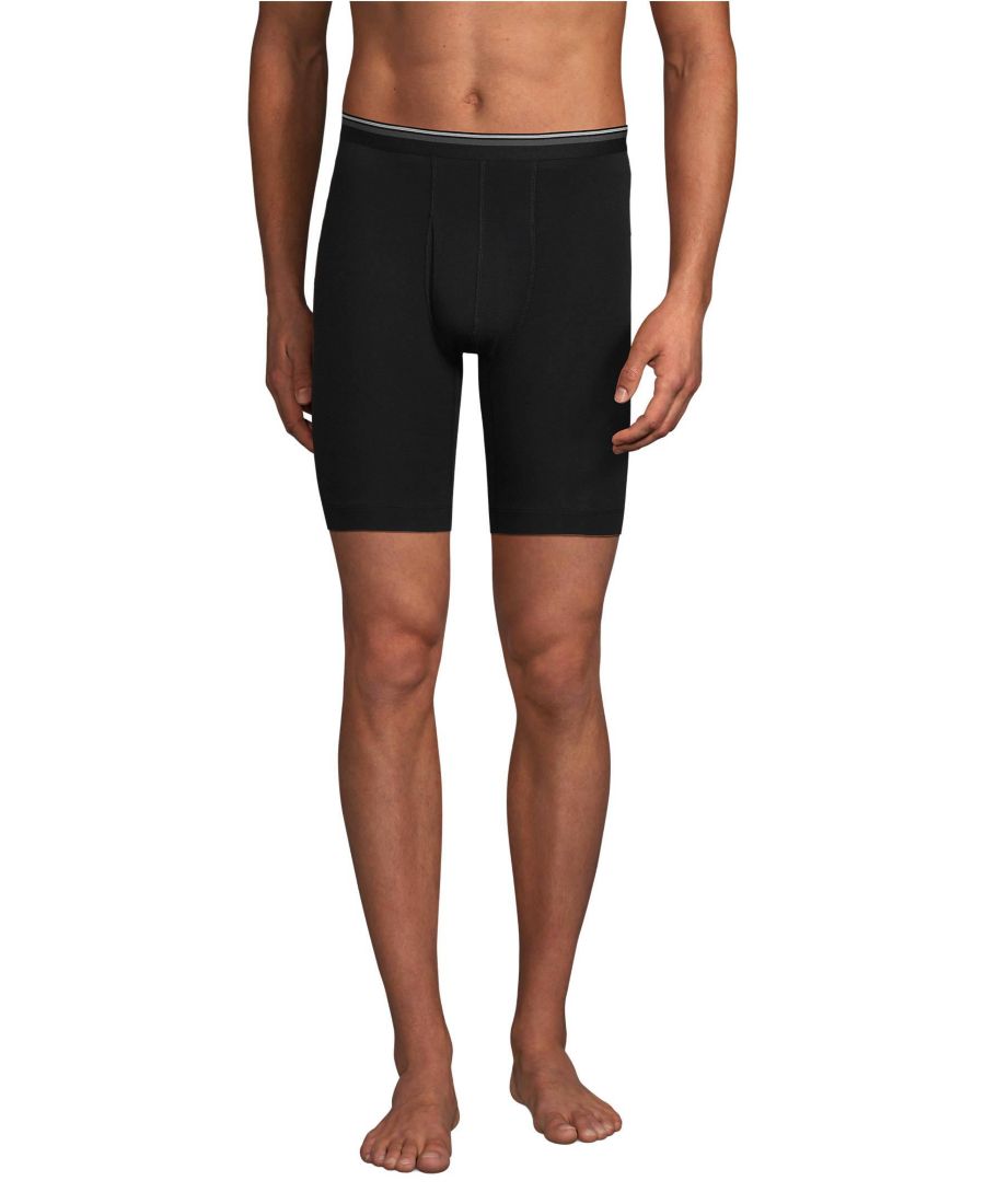 

Мужские удобные трикотажные боксерские трусы с длиной внутреннего шва 7 дюймов Lands' End, Black 3pk